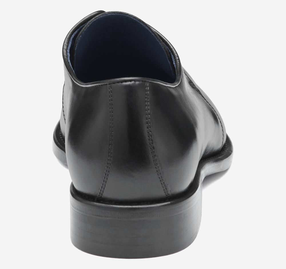 Johnston & Murphy Larson 2-Eye Plain Toe Black Italian Calfskin