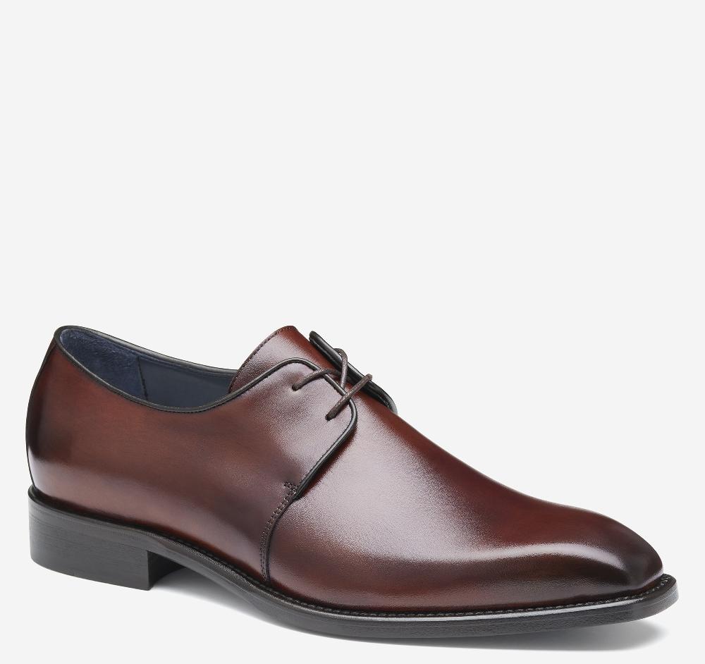 Johnston & Murphy Larson 2-Eye Plain Toe Mahogany Italian Calfskin