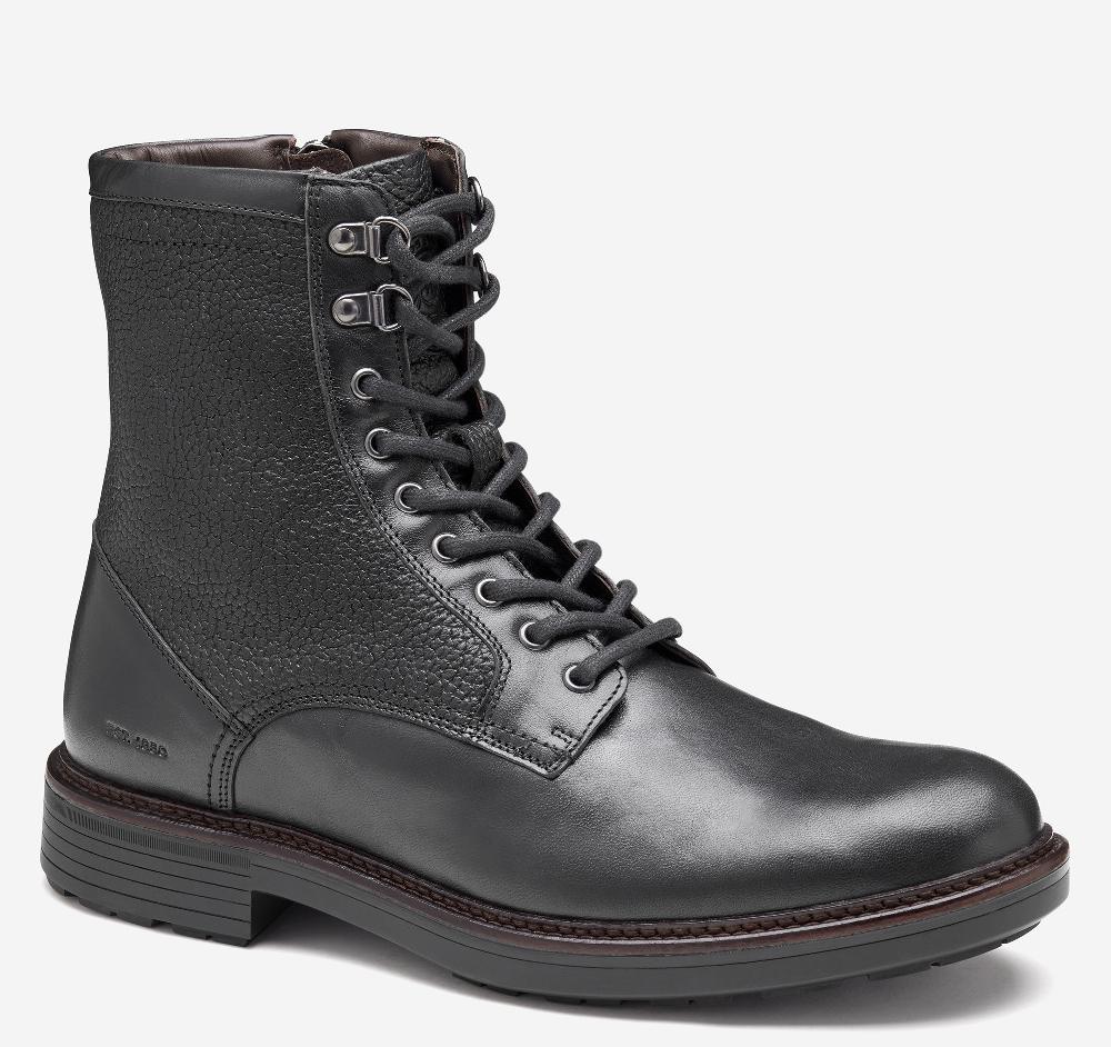 Johnston & Murphy Latham Plain Toe Boot Black European Calfskin