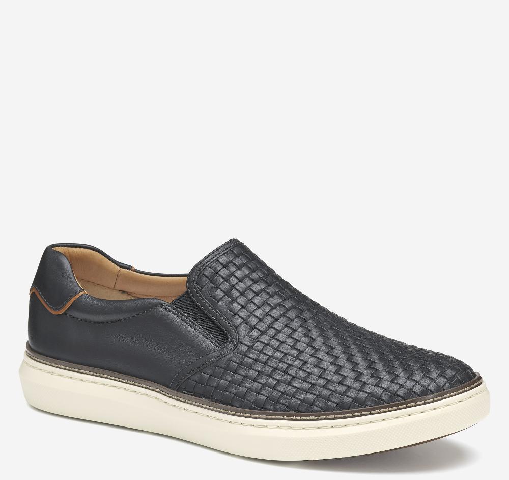 Johnston & Murphy McGuffey 2 Woven Slip-On Black Woven Full Grain