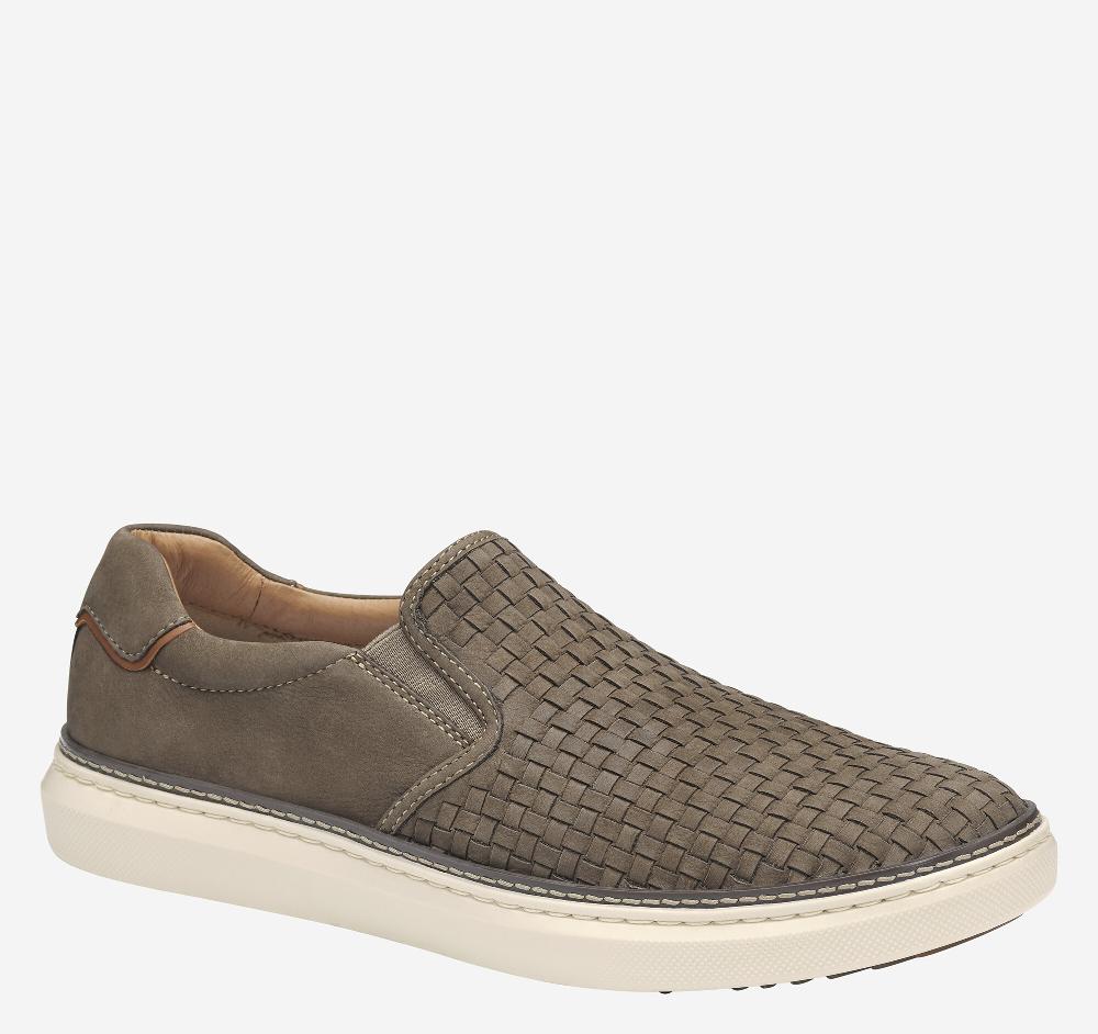 Johnston & Murphy McGuffey 2 Woven Slip-On Taupe Woven Tumbled Nubuck