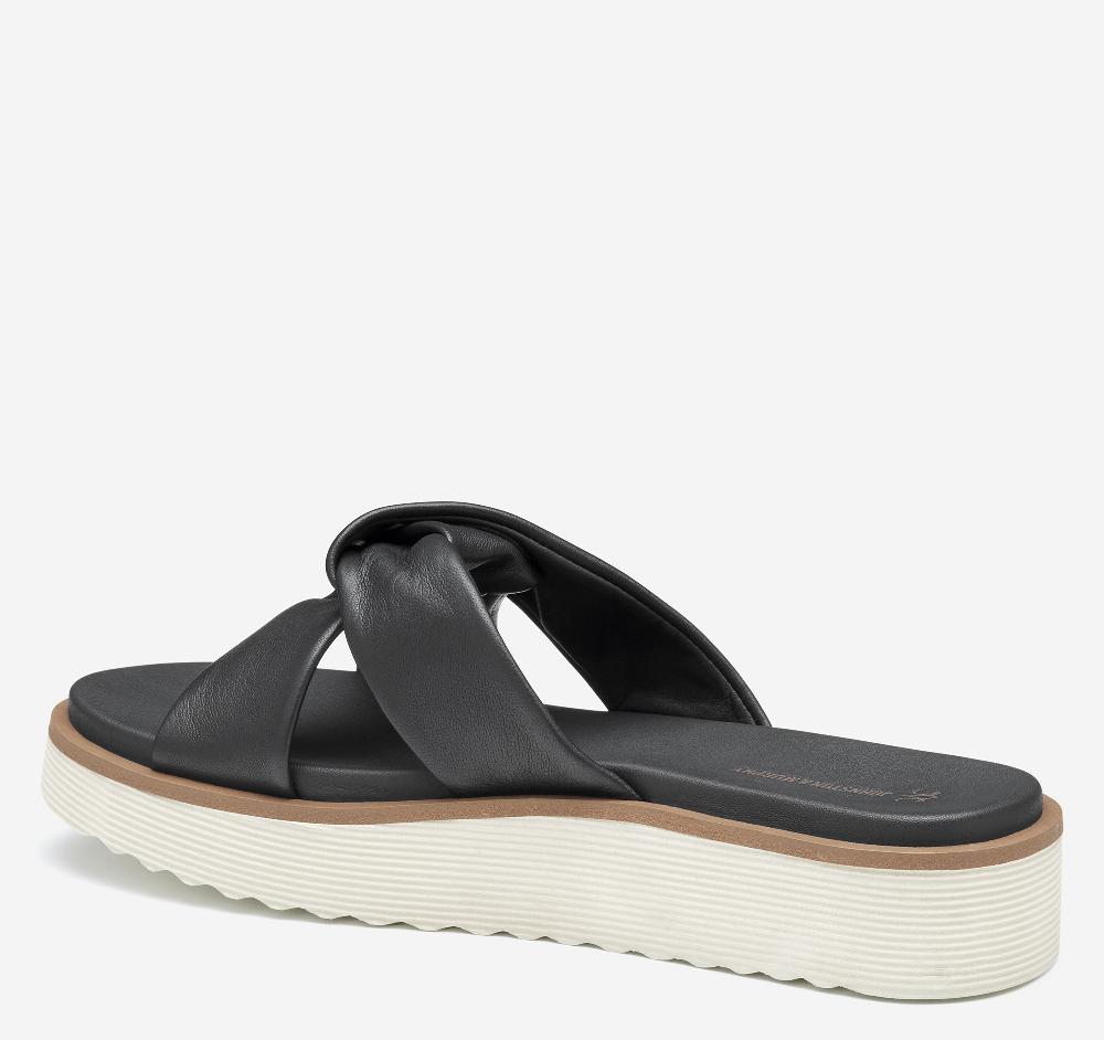 Johnston & Murphy Mitzi Knotted Slide Black Glove Leather