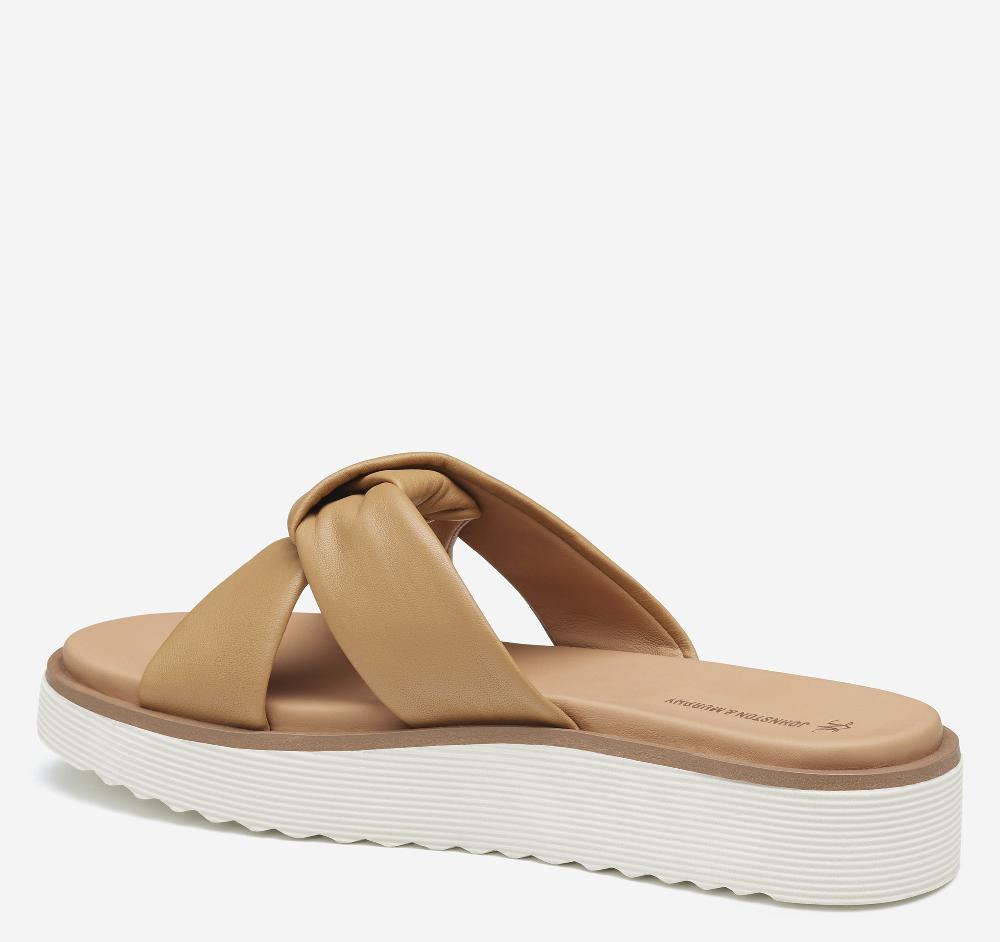 Johnston & Murphy Mitzi Knotted Slide Tan Glove Leather