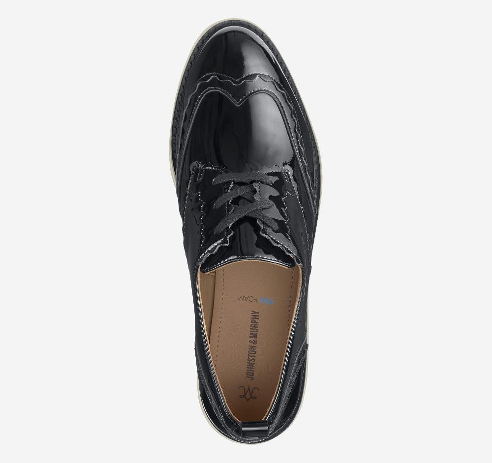 Johnston & Murphy Mitzi Scalloped Wingtip Black Patent Leather
