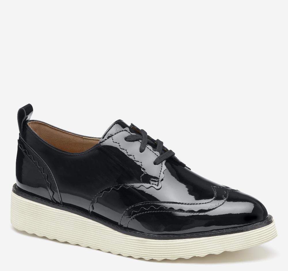 Johnston & Murphy Mitzi Scalloped Wingtip Black Patent Leather