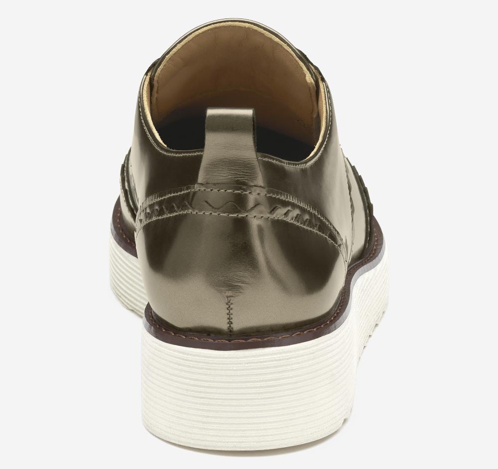 Johnston & Murphy Mitzi Scalloped Wingtip Bronze Metallic Italian Sheepskin