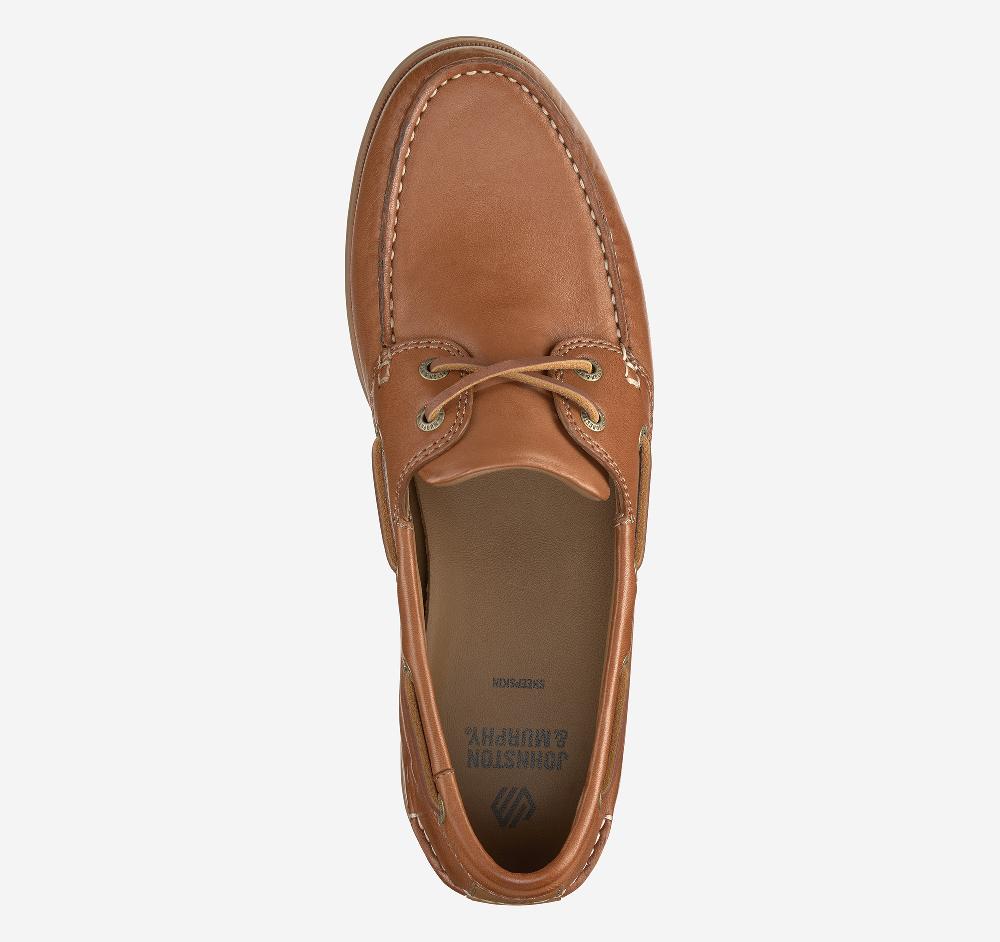 Johnston & Murphy Monaco 2-Eye Boat Shoe Tan Glove Leather