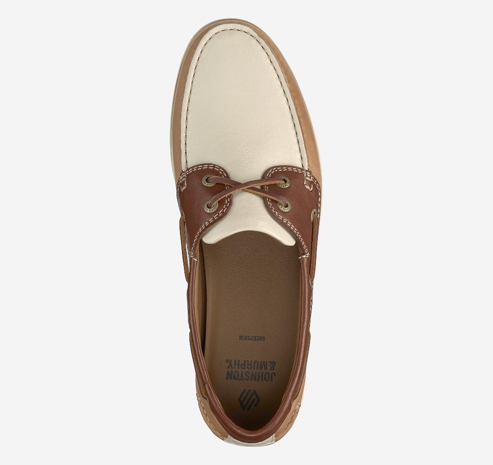 Johnston & Murphy Monaco 2-Eye Boat Shoe Tan Multi Glove Leather