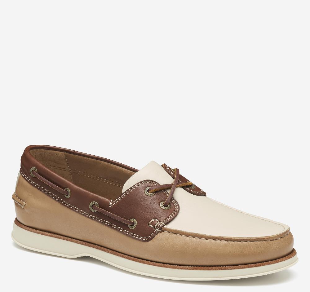 Johnston & Murphy Monaco 2-Eye Boat Shoe Tan Multi Glove Leather