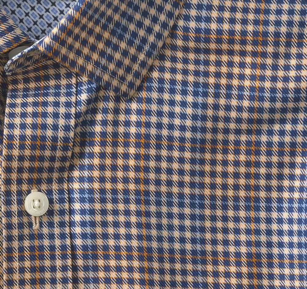 Johnston & Murphy Non-Iron Dress Shirt Tan Multi Glen Plaid