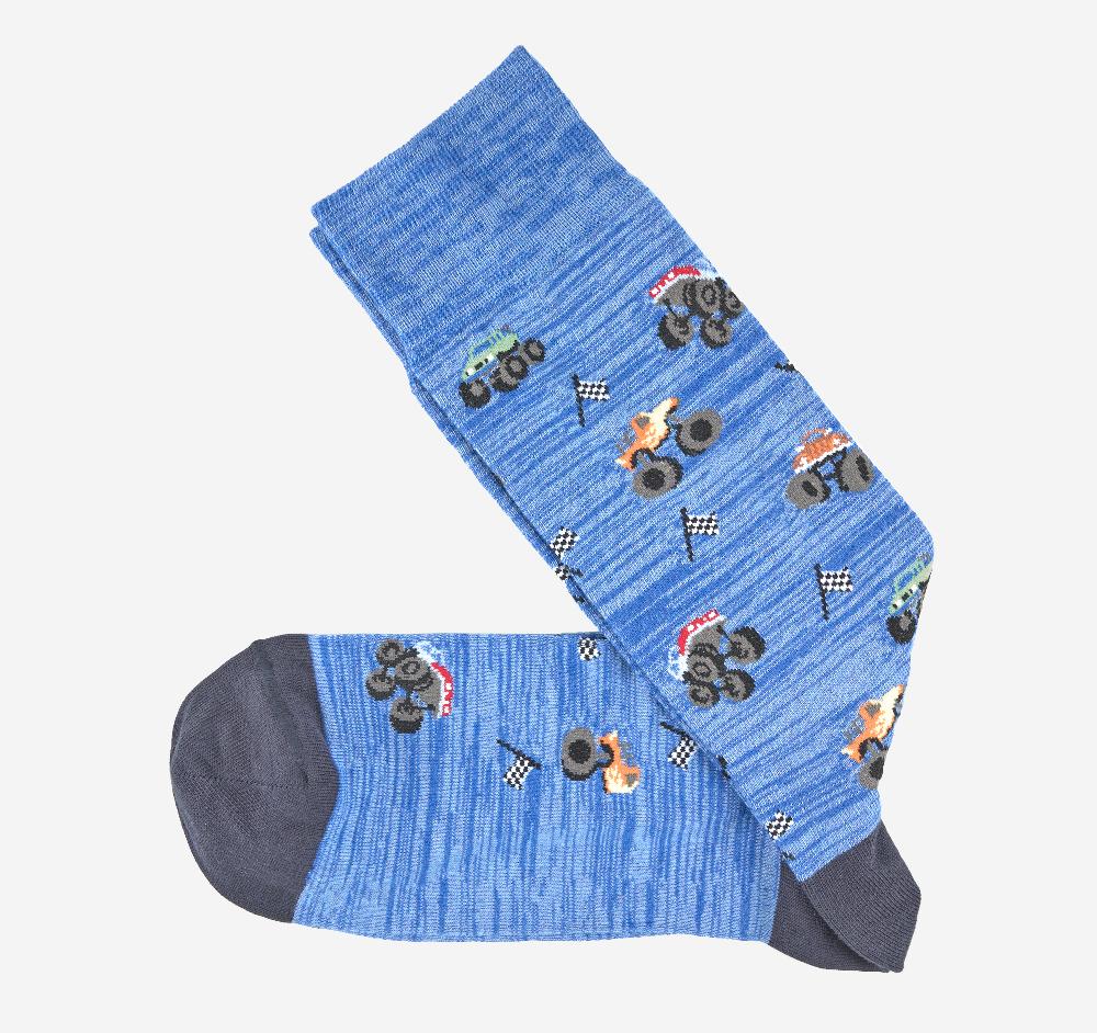Johnston & Murphy Novelty Socks Blue Space-Dyed Monster Truck