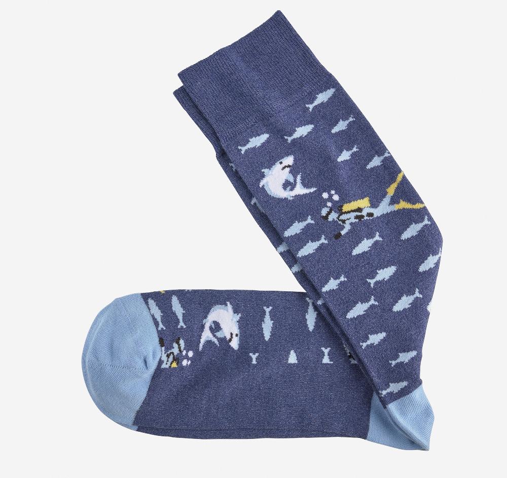 Johnston & Murphy Novelty Socks Denim Sharks and Diver
