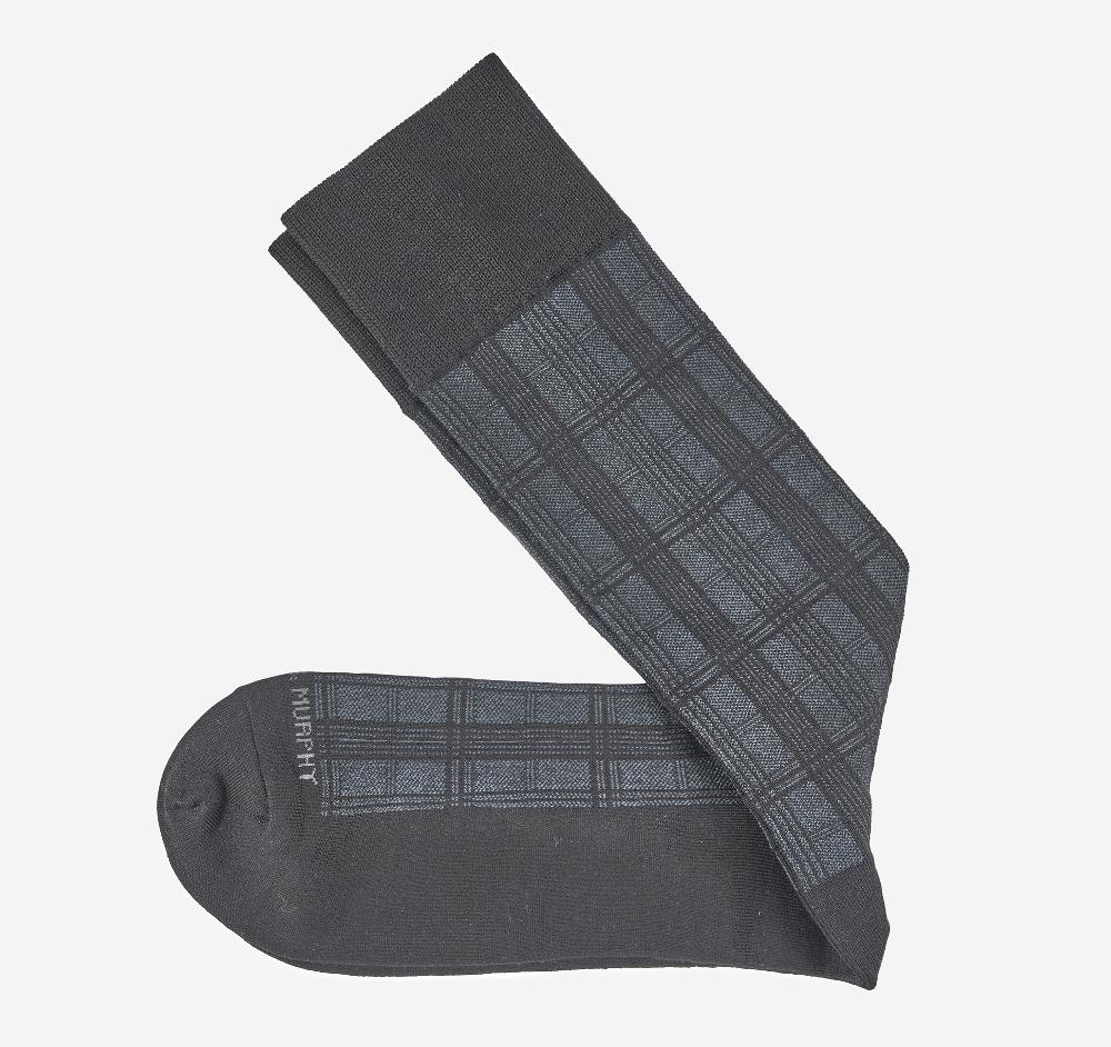 Johnston & Murphy Patterened Dress Socks Black Windowpane
