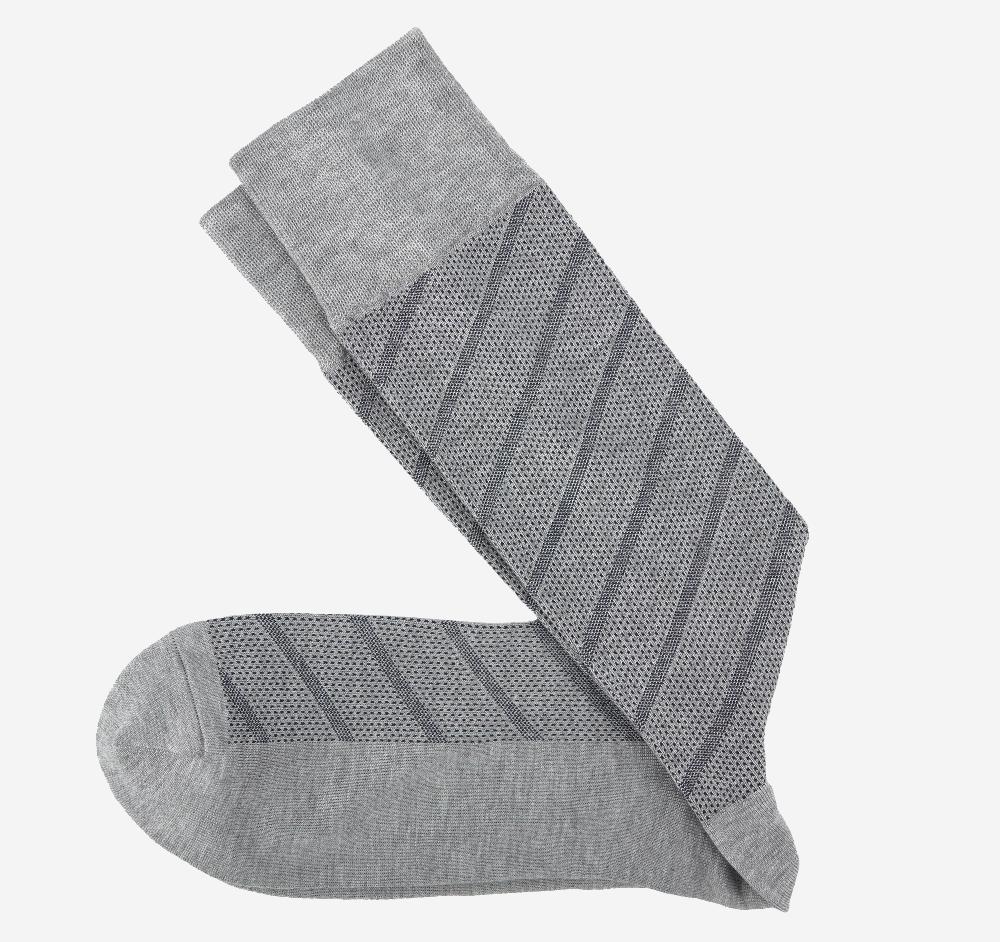 Johnston & Murphy Patterened Dress Socks Gray Diagonal Stripe Pindot