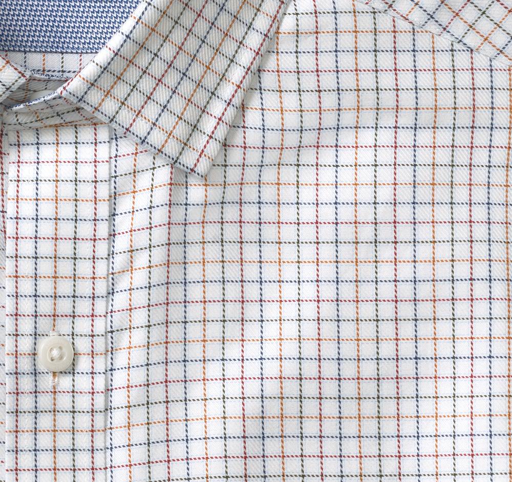 Johnston & Murphy Premium Cotton Shirts White Multi Small Outline Grid