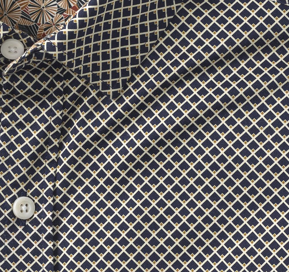 Johnston & Murphy Printed Cotton Shirt Black Diamond Grid