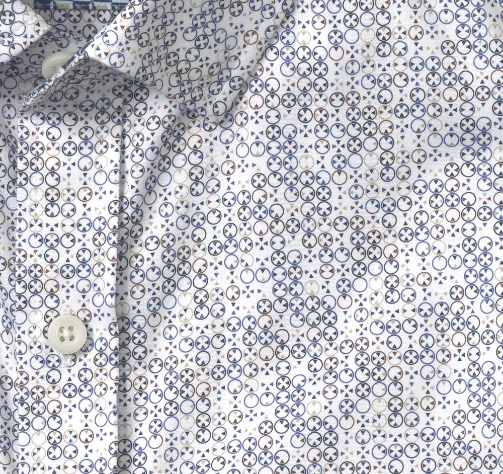 Johnston & Murphy Printed Cotton Shirt Blue/Tan Circle Grid
