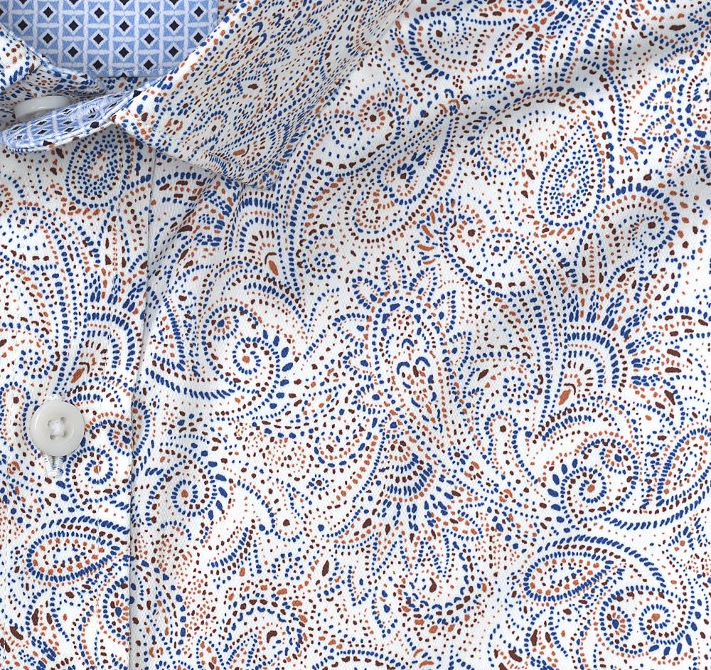 Johnston & Murphy Printed Cotton Shirt White Dotted Paisley