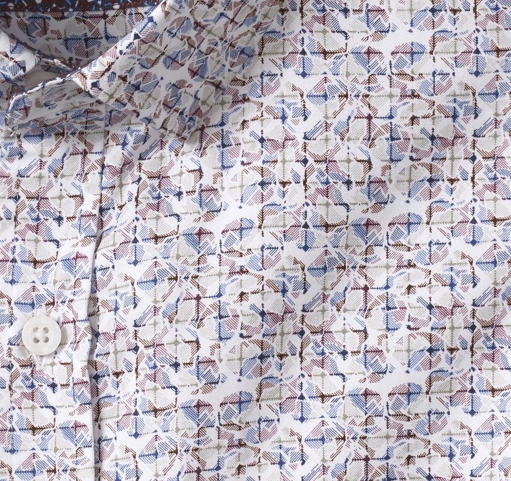 Johnston & Murphy Printed Cotton Shirt White/Multi Shadow Box