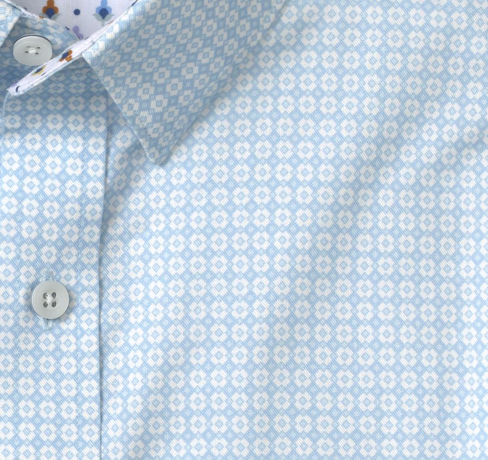Johnston & Murphy Printed Short-Sleeve Shirt Blue Diamond