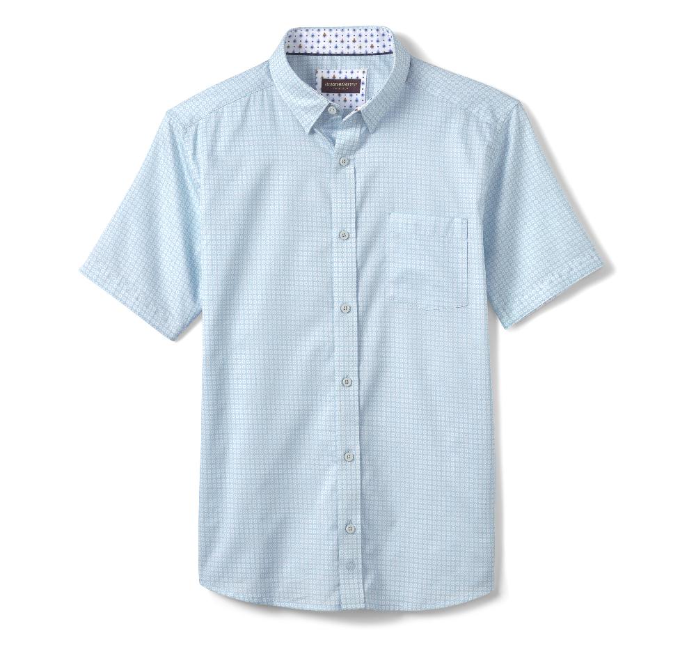 Johnston & Murphy Printed Short-Sleeve Shirt Blue Diamond