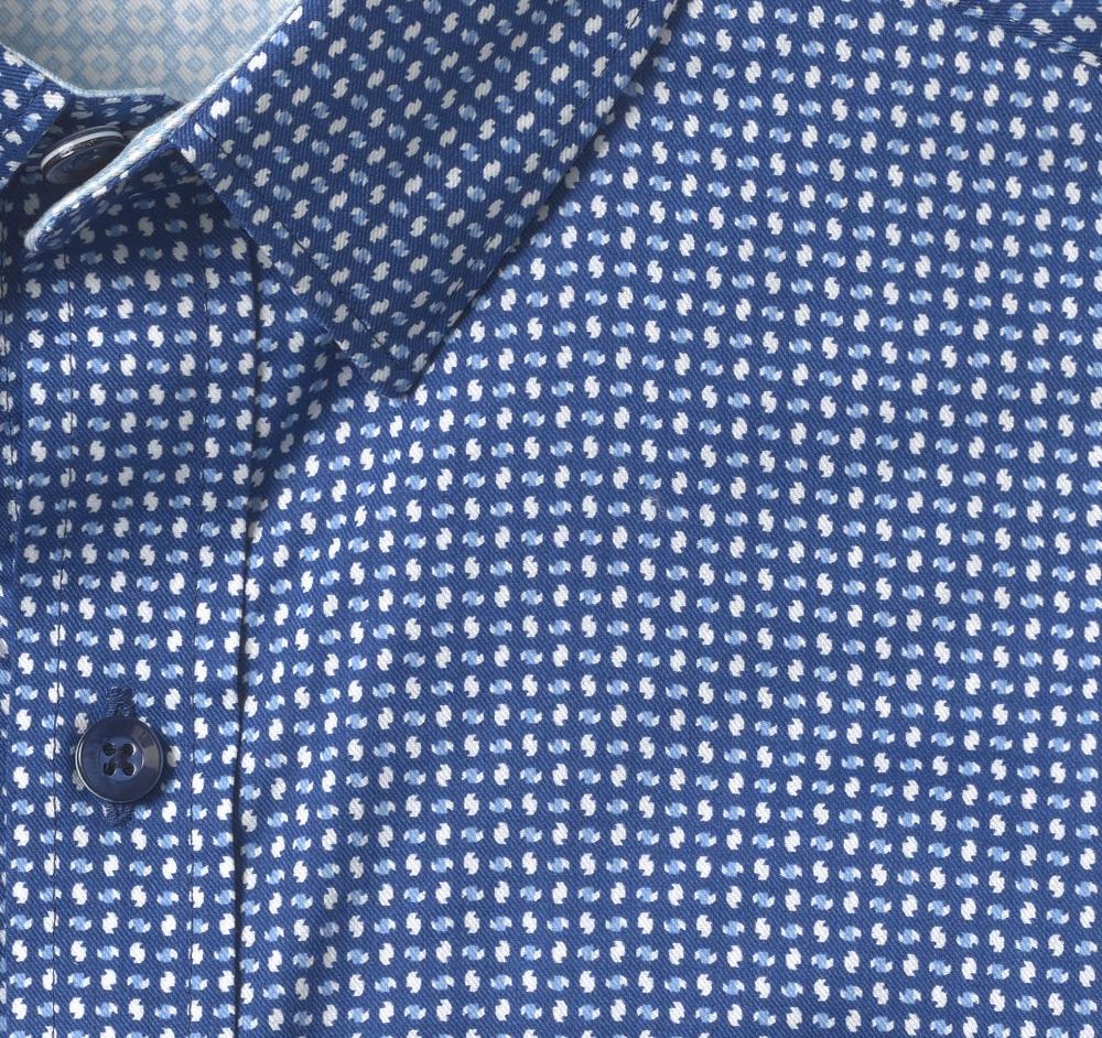 Johnston & Murphy Printed Short-Sleeve Shirt Navy/Blue Swirl