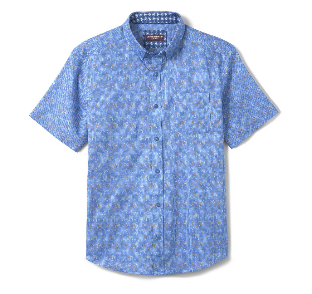 Johnston & Murphy Printed Short-Sleeve Shirt Navy Multi Cocktail