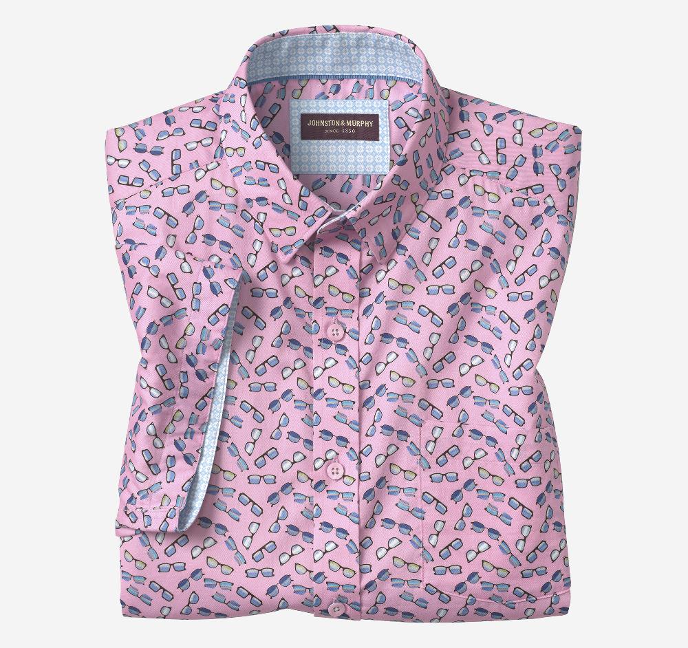 Johnston & Murphy Printed Short-Sleeve Shirt Pink Sunglasses