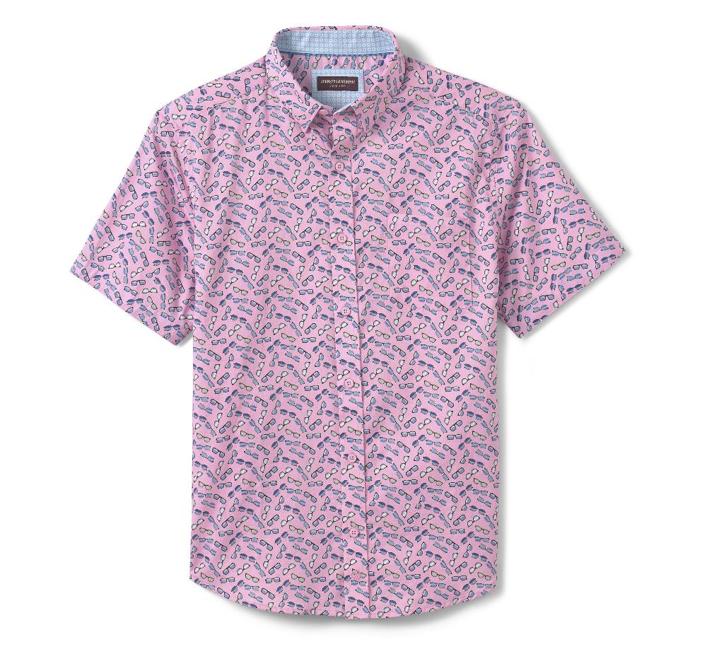 Johnston & Murphy Printed Short-Sleeve Shirt Pink Sunglasses