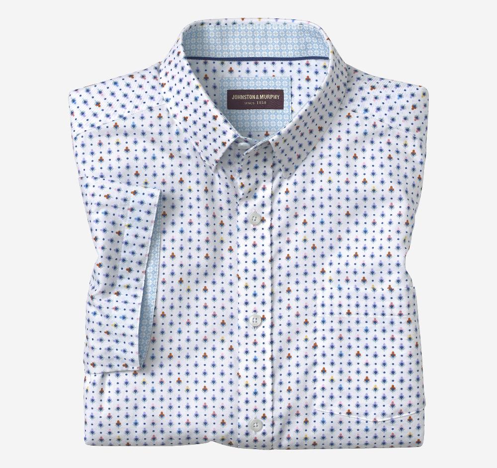 Johnston & Murphy Printed Short-Sleeve Shirt White Floral
