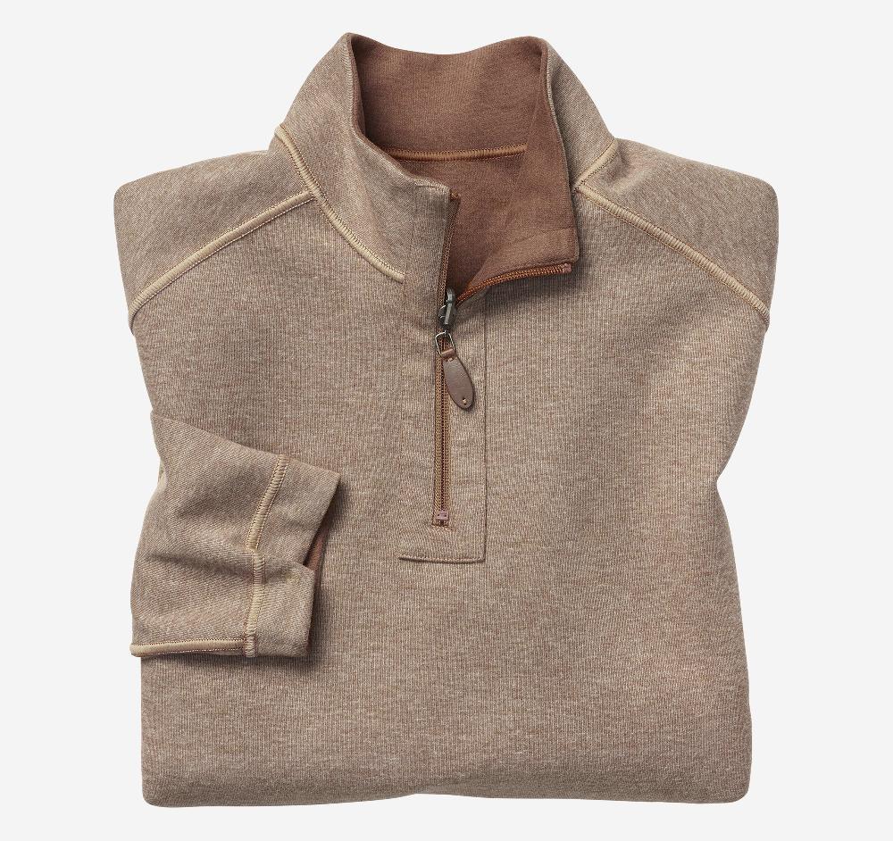 Johnston & Murphy Reversible Solid Quarter-Zip Rust/Oatmeal