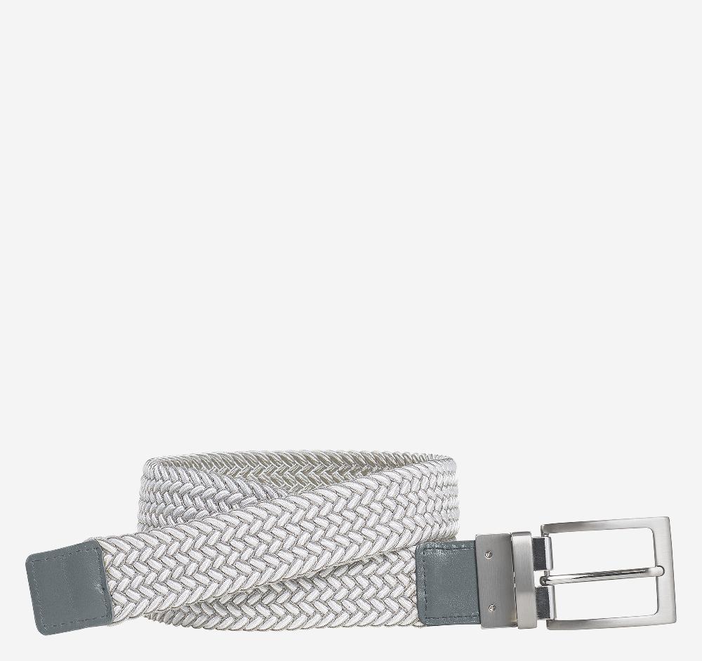 Johnston & Murphy Reversible Stretch-Woven Belt Gray/White