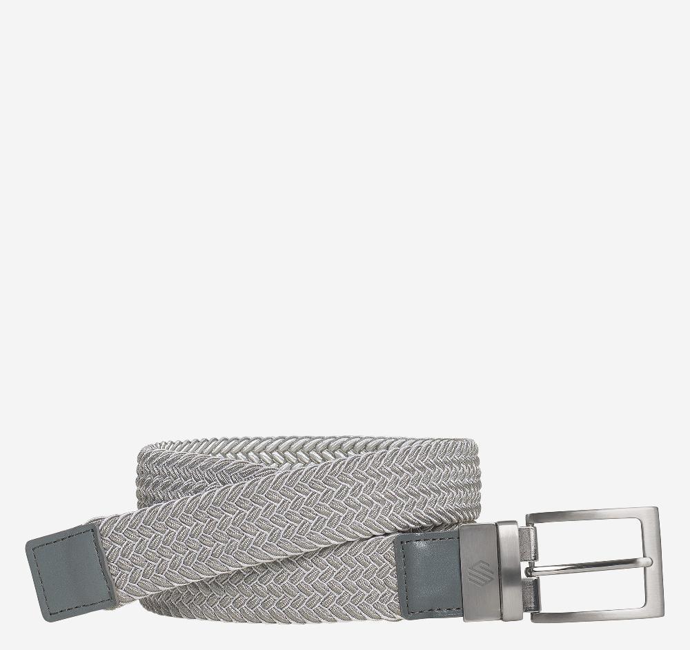 Johnston & Murphy Reversible Stretch-Woven Belt Gray/White