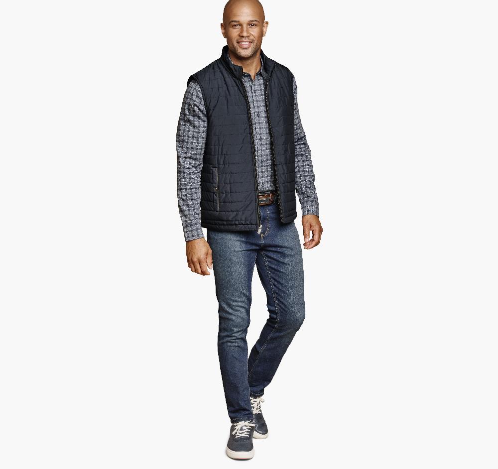 Johnston & Murphy Reversible Vest Navy/Navy Herringbone