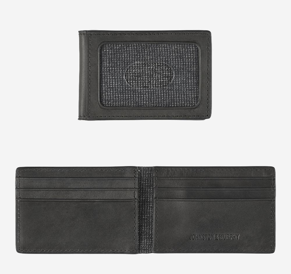 Johnston & Murphy Rhodes 2-in-1 Billfold Wallet Black Full Grain