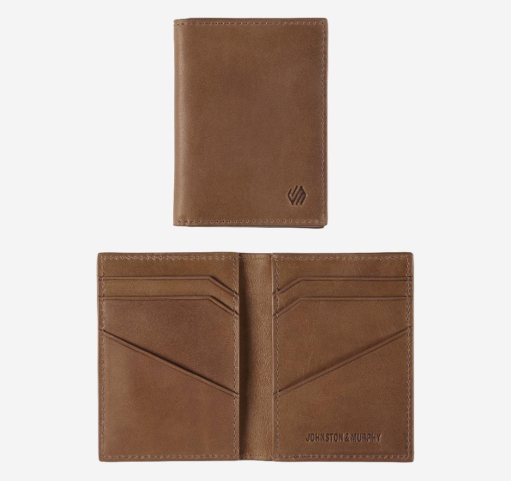 Johnston & Murphy Rhodes Bifold Card Case Tan Full Grain