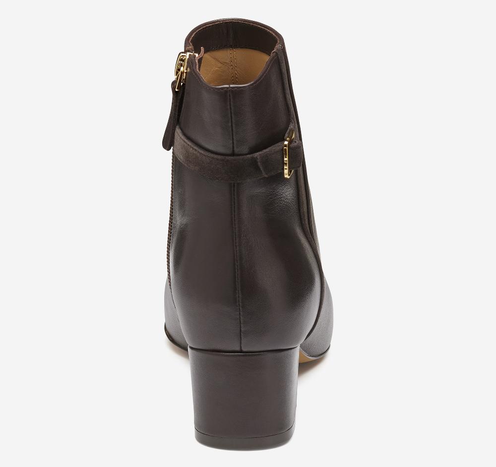 Johnston & Murphy Sienna Belted Bootie Dark Brown Nappa Leather