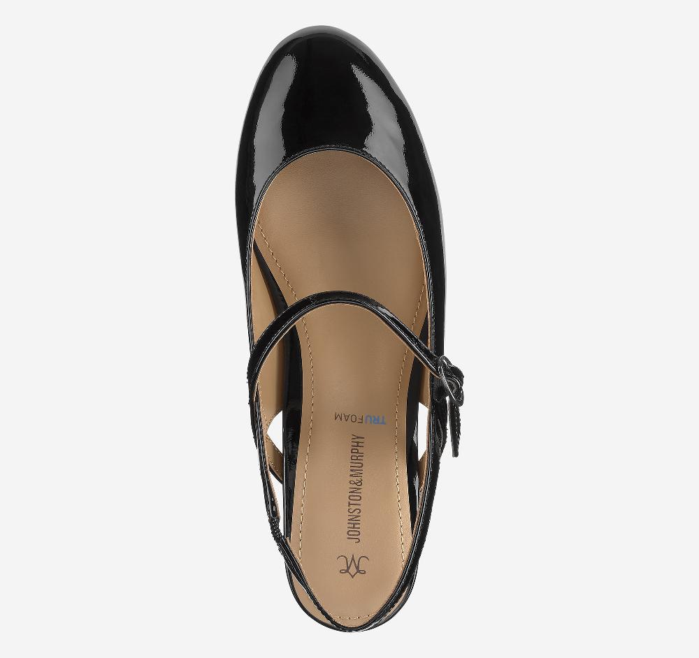 Johnston & Murphy Sienna Mary Jane Slingback Black Patent Leather