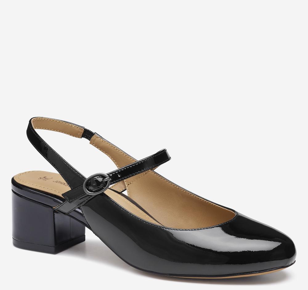 Johnston & Murphy Sienna Mary Jane Slingback Black Patent Leather
