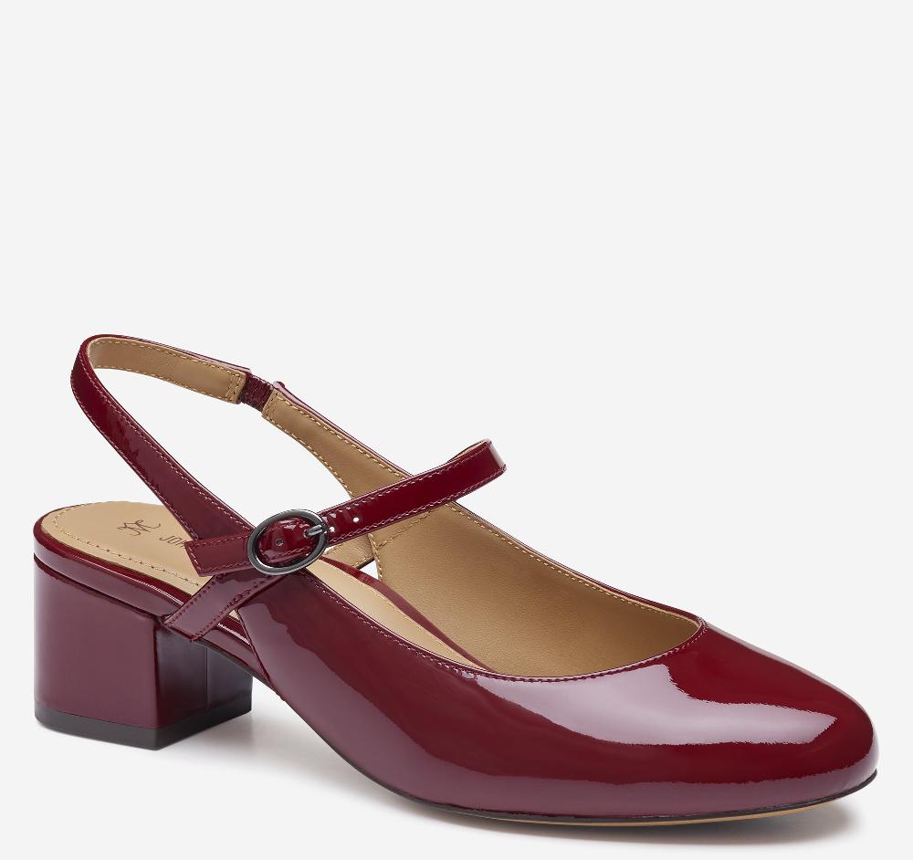 Johnston & Murphy Sienna Mary Jane Slingback Red Patent Leather