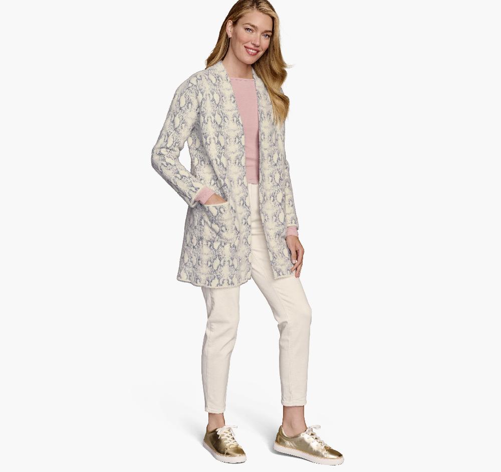 Johnston & Murphy Snakeskin-Pattern Cardigan Light Gray