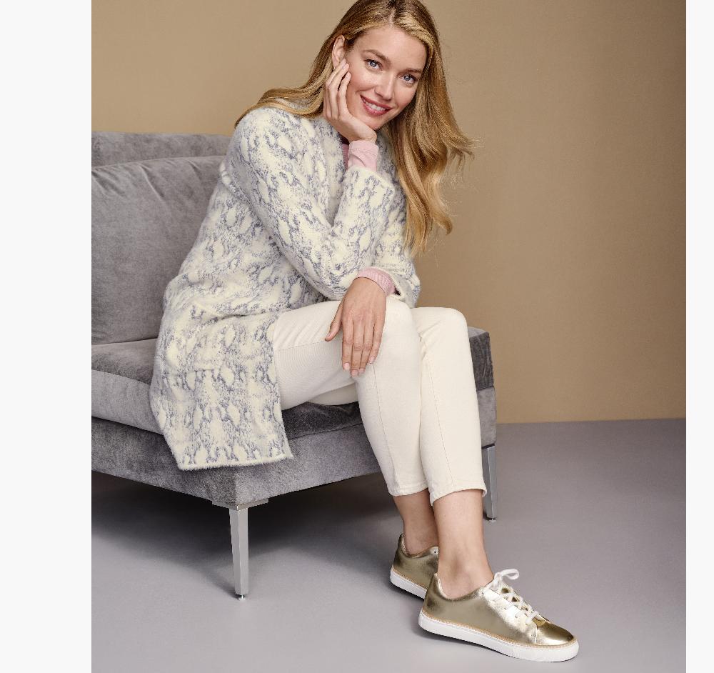 Johnston & Murphy Snakeskin-Pattern Cardigan Light Gray