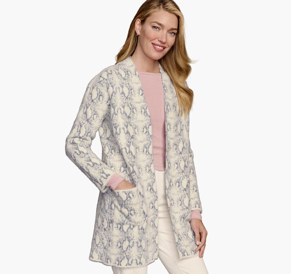 Johnston & Murphy Snakeskin-Pattern Cardigan Light Gray