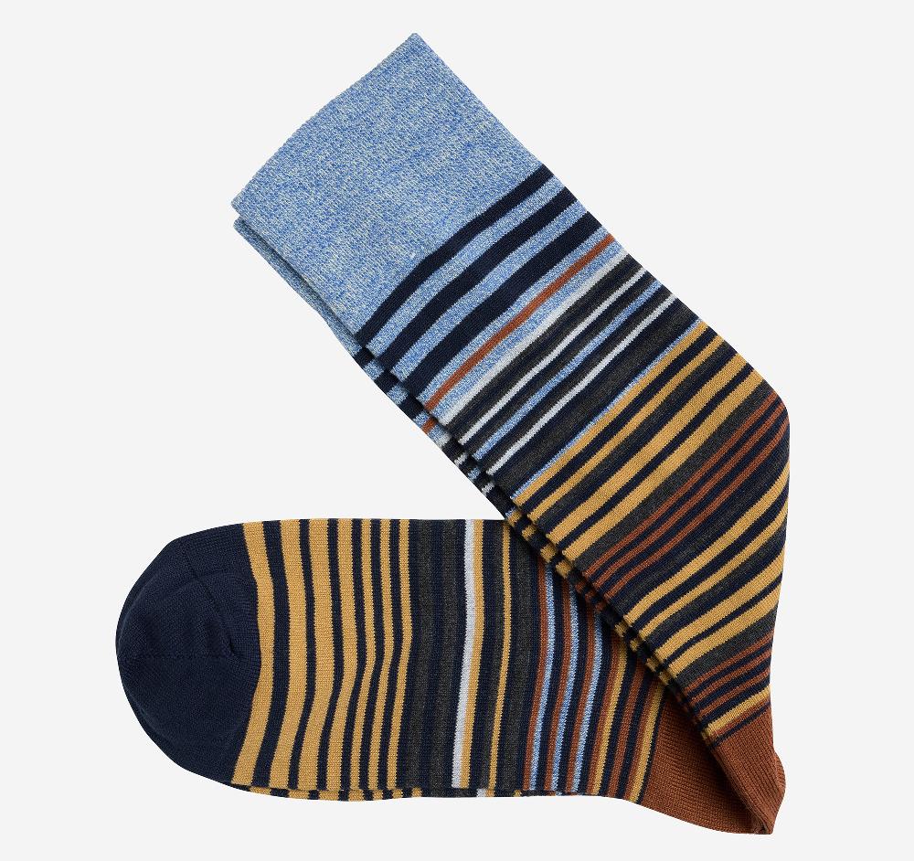 Johnston & Murphy Striped Dress Socks Navy/Rust Heathered Multi Stripe