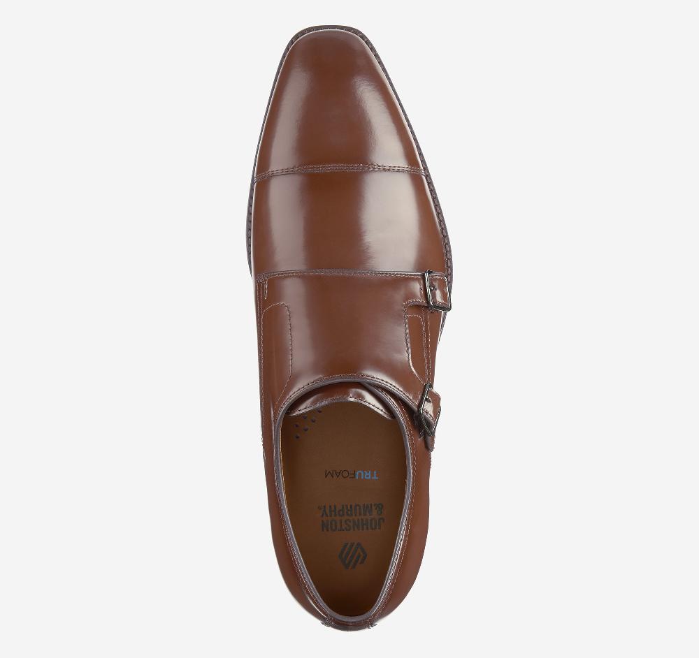 Johnston & Murphy Sullivan Double-Buckle Cap Toe Brown Italian Calfskin