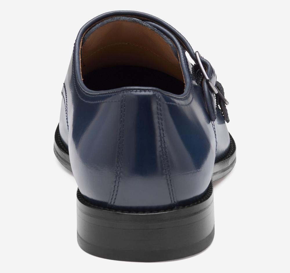 Johnston & Murphy Sullivan Double-Buckle Cap Toe Navy Italian Calfskin