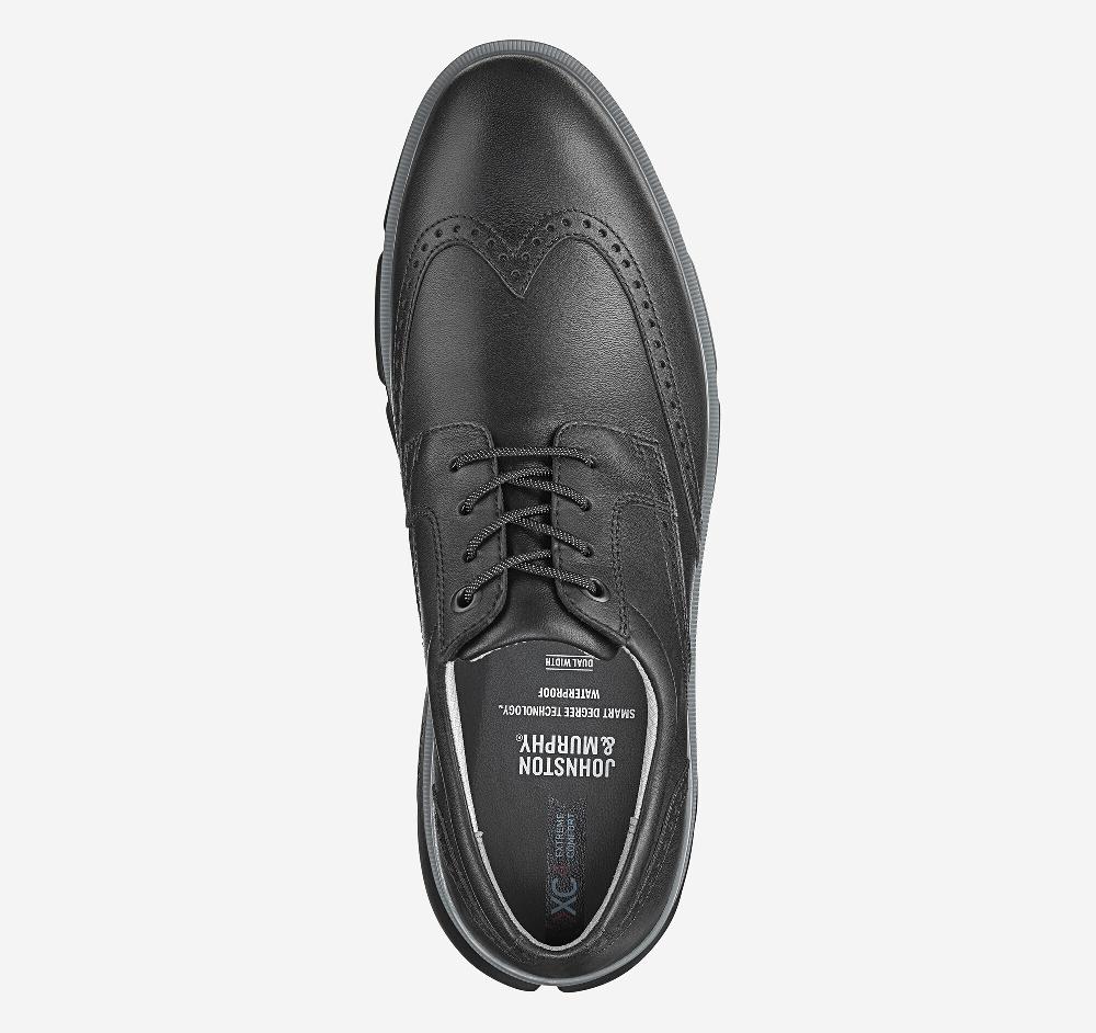 Johnston & Murphy Tanner Wingtip Black Waterproof Full Grain