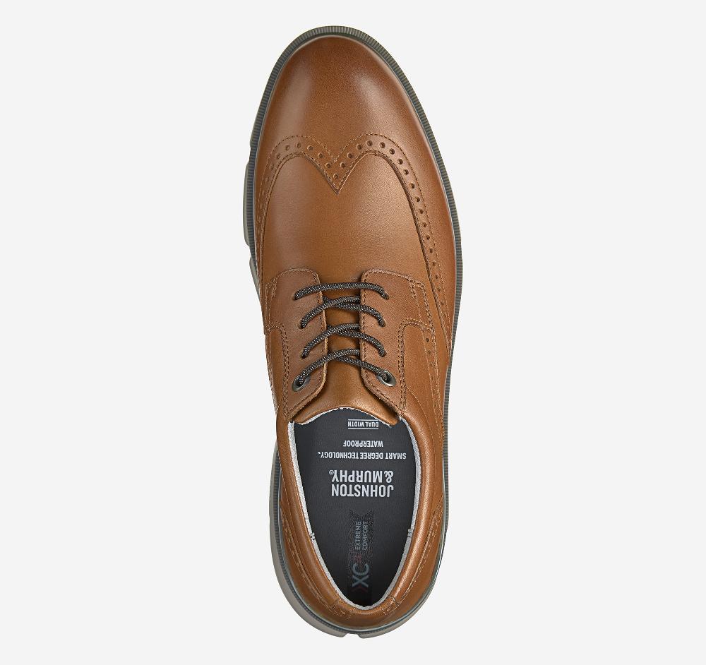 Johnston & Murphy Tanner Wingtip Tan Waterproof Full Grain