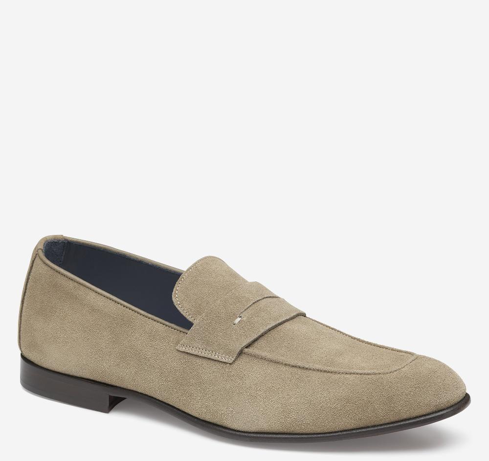 Johnston & Murphy Taylor Penny Loafer Taupe Italian Suede