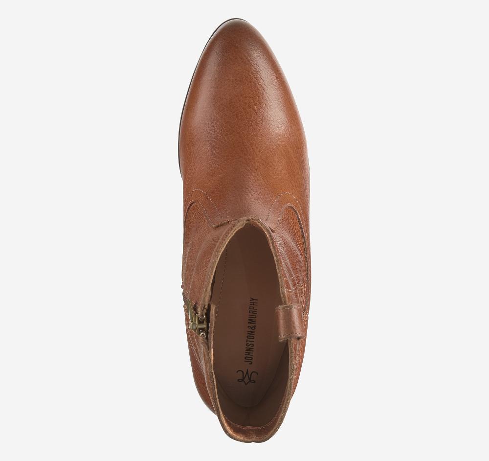 Johnston & Murphy Tristen Western Bootie Cognac Waterproof Full Grain
